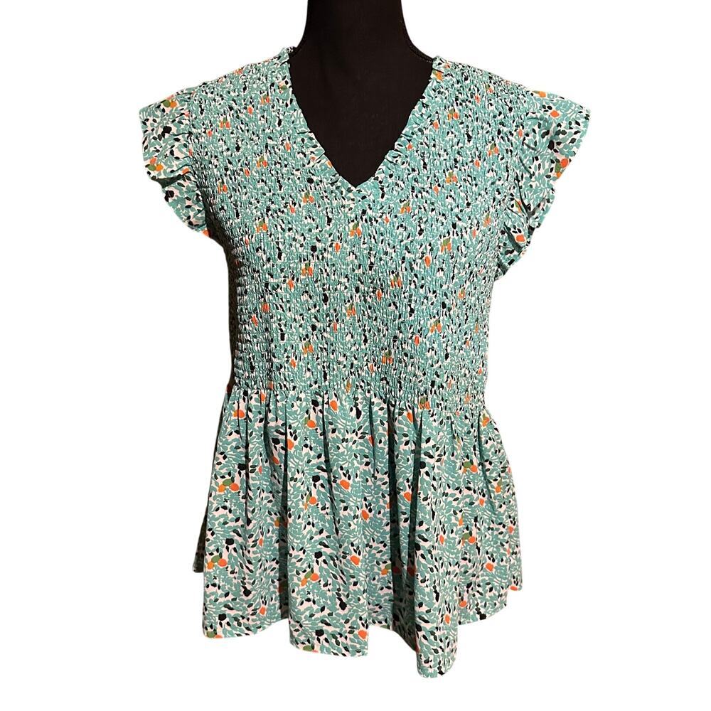 THML Green Ruffle Peasant Boho Top Women's Medium